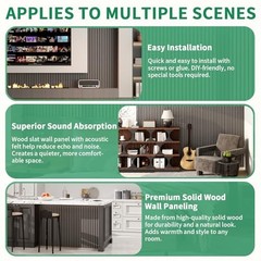 20-Pack 12″ x 24″ Soundproof Wood Slat Panel, 40 Sq.Ft. 3D Wood 24×12 Inch Gray