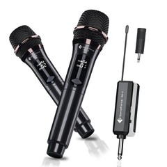 Wireless Microphones Karaoke Singing Rechargeable Dual-Channel Receiver 240ft