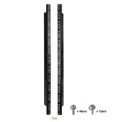 Sound Town 2-pack 12U Rack Rails, Black Powder Finish, with Screws (ST-RR-12U)