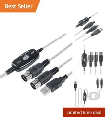 USB MIDI Interface Cable – Connect Your PC to Synthesizers, 2M Long, Lightweight