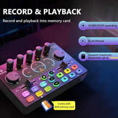 Podcast Equipment Bundle for 2, Audio Mixer with 8GB Memory Card and Dynamic Mic