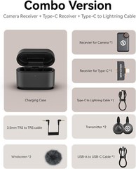 Hollyland Lark M2S Combo (Camera/USB-C/Lightning) Wireless Lavalier Microphone