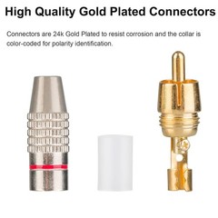 Elechood 20Pack RCA Male Plug Solder, Gold Audio Video Cable Adapter