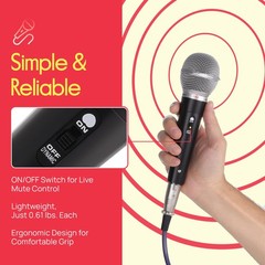 Pyle 3 Piece Professional Dynamic Microphone Kit 6.7 x 1.8 inches, Black