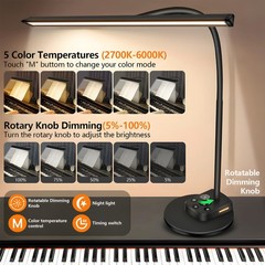Piano Light, Upgraded LED Lamp for Grand/Upright & Digital Large, Black