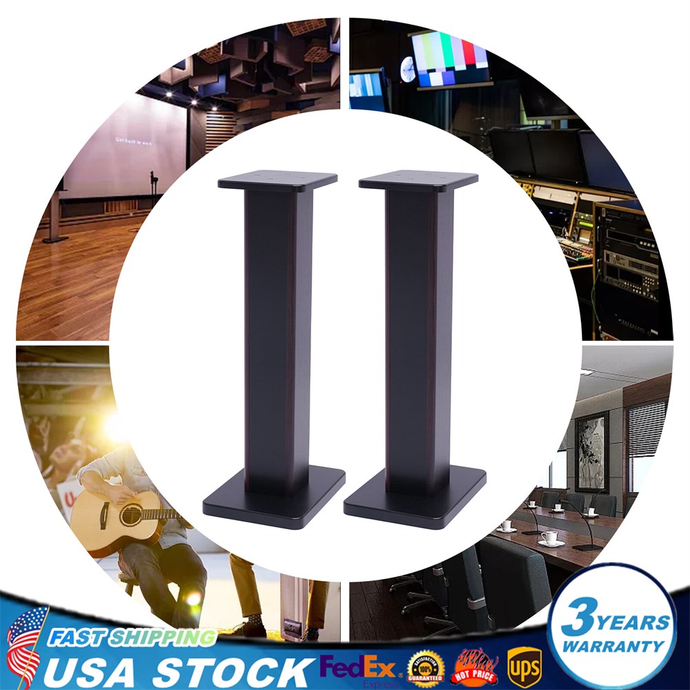 28″ Inch Pair Bookshelf Speaker Stands Surround Sound Home Theater Black Walnut