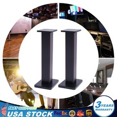 28″ Inch Pair Bookshelf Speaker Stands Surround Sound Home Theater Black Walnut