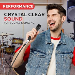 PylePro Dynamic Handheld Microphone, Professional Moving 6.14″ x 1.24″, Black