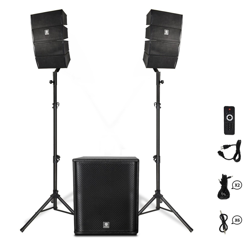 PRORECK 3500W Powered PA System 15″ Subwoofer & Line Array DJ Speakers Bluetooth