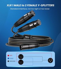 1.5ft Weatherproof XLR Y-Splitter Cable – Dual Female to 1 Male for Flexible Use