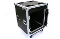 12 SPACE 20″ DEEP RACK MOUNT ATA SHOCK AMP ROAD RACK FLIGHT CASE w/ POCKET DOORS
