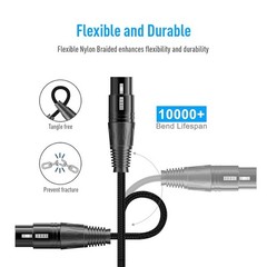 Professional XLR Microphone Cable 6 Feet | Male to Female, Noise Cancelling Tech