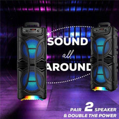 6800W Dual 8 Inch Woofer Bluetooth Speaker System Portable Party Mic FM TWS USB
