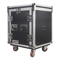 Sound Town 12U PA DJ Rack/Road Case w/ 11U Slant Mixer Top, Casters (STMR-S12UW)