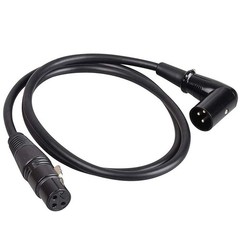 3ft Right Angle XLR Cable – 90° Male to Female, Balanced Microphone/DMX Cable