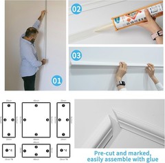 Elegant Wainscoting Trim Kit – White, 24 Pcs