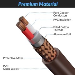 Cable de micrófono XLR premium de 50 pies, resistente, 22 AWG OFC, blindado de 3