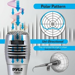 Pyle PDMIK1 Professional Moving Coil Dynamic Handheld Microphone, 6.5 Ft. Cable