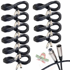 FAT TOAD – XLR Microphone Cables 10 PACK – 20Ft Wire Mic Cord Studio Patch Mixer