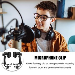 Drum Microphone Clip Classic Black Metal Plastic Adjustable Mount Clamp 6 PCS