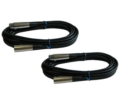 2 Pack Lot 3-Pin XLR Extension Microphone Mic Cable Male Female M/F 15 ft foot