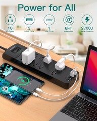 Power Strip – Addtam Surge Protector with 10 Outlets and 4 USB Ports, 6 Feet …