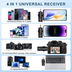 Wireless Microphone Mini Mic for iPhone/Android Phone, LED Display Lavalier Micr