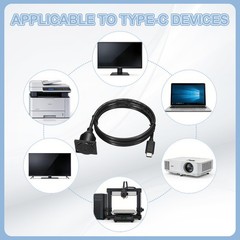 D-Type USB C 2.0 Panel Mount Extension Cable, Type-C Male to C Female, 3.3ft