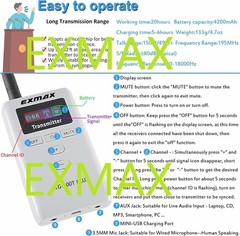 EXMAX ATG-100T PLUS 195MHz Wireless Tour Guide System for Church Translation
