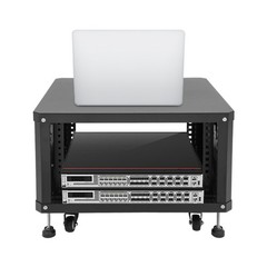 6U Stereo & Studio Rack w/ 4 Wheels, Rolling Network Cabinet Open Frame Rack