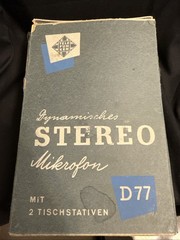 Vintage D77 Telefunken Stereo Microphone with Box and Stand-Parts Only