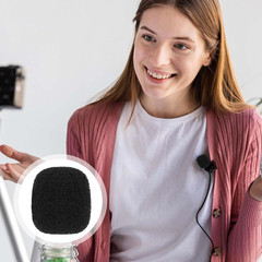 10 Pcs Mini Lavalier Microphone Windscreen Foam Covers for Headset Mics Black