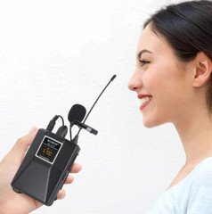 BOMGE 30 Channel UHF Wireless Dual Lavalier Microphone System 65m Range Cameras