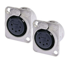 (2) Two Genuine NEUTRIK NC5FD-L-1 5-Pin XLR Female Connector Chassis