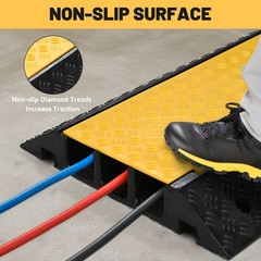 Yescom 3 Channel Rubber Cable Ramp 40000 Lbs Wire Cord Ramp Hose Cover Protector