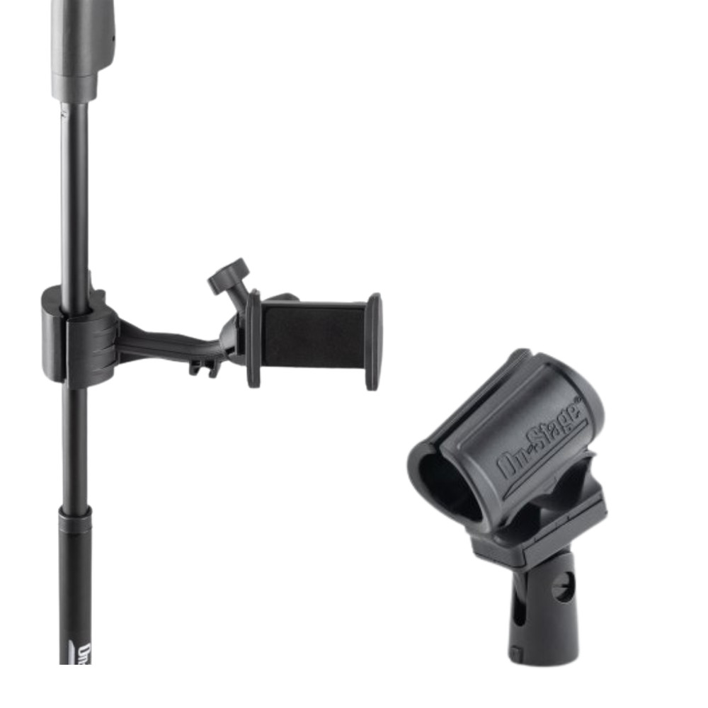 Mic Stand Smartphone Holder + Shock-Mount Wireless Mic Clip Vocal Stage Bundle