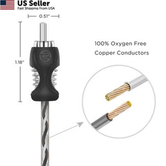 RECOIL RCI43 100% Oxygen Free Copper 4-Channel RCA Audio Cable, Twisted 3ft