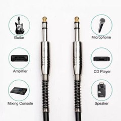 6FT Stereo Cable 1/4 Inch Male Trs Speaker Amp Noiseless Guitar Cable