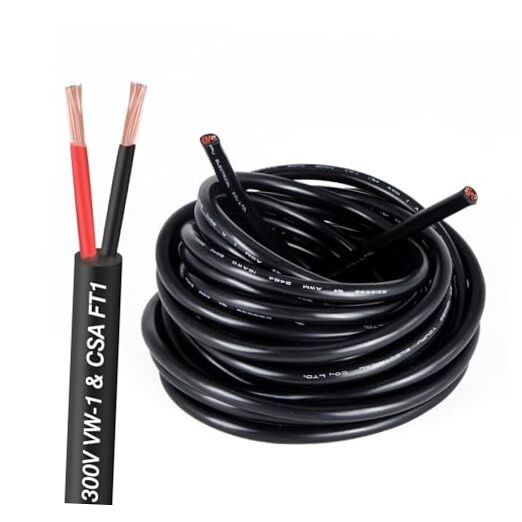 16 Gauge 2 Conductor Electrical Wire – Pure Copper Cable 300V for 20FT 16AWG-2C