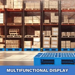 Plastic Pallet 32 x 24 x 6 Inch Blue Polyethylene Pallet Breathable Grid Ligh…