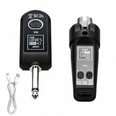 Dynamic Range 110dB Wireless Guitar XLR Transmitter Receiver System 30-50m Black