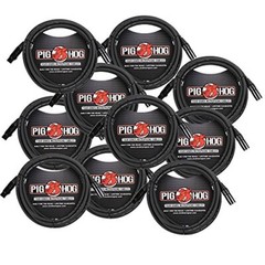 Pig Hog 8mm Mic Cable 10′, Straight Audio, XLR 3-Pin – 10 Pack