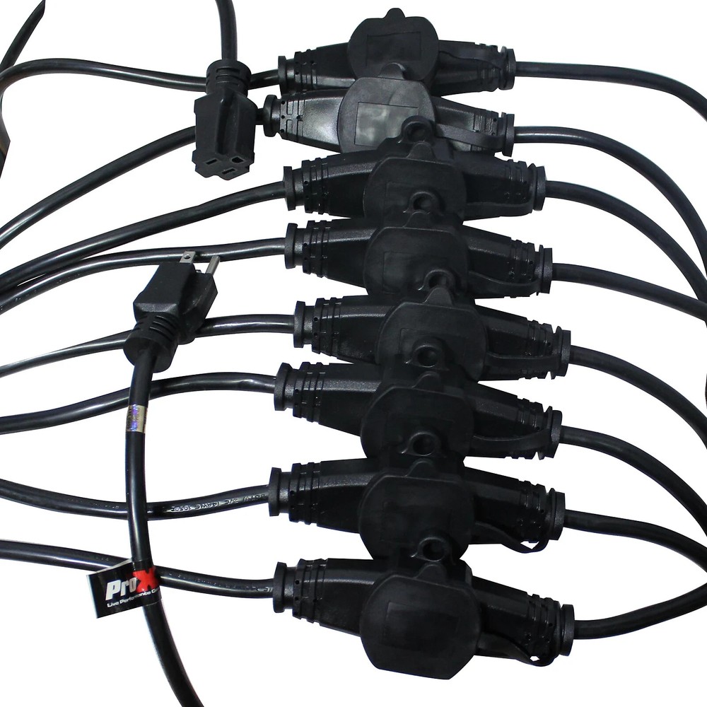 ProX 52 ft Extension Cord 9 AC Edison Female 14 AWG For Par Lighting Church DJ