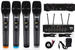 4 Channel Wireless Microphone System Bluetooth Handheld PA Karaoke Microphones