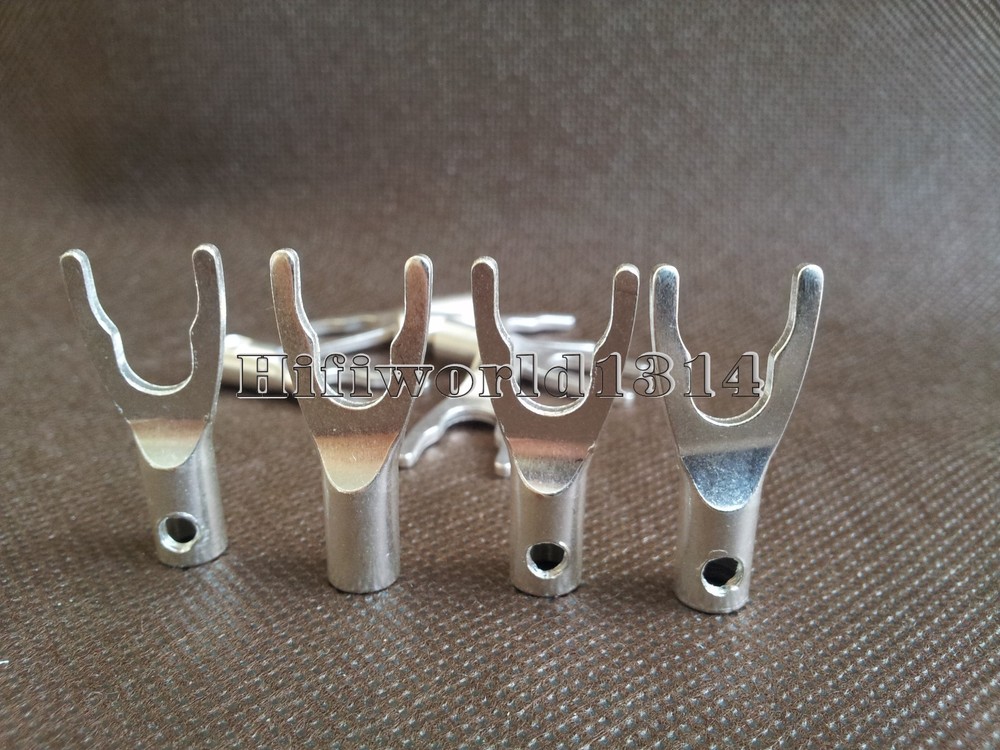 4x hifi Speaker cable spade plug connector Pure copper silver plated