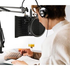 Microphone Isolation Shield with Mic Stand and Pop Filter, Foldable Sound Shi…