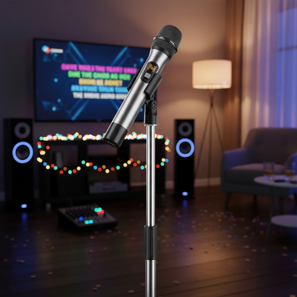 15-Channel UHF Wireless Handheld Microphone with Rechargeable Receiver – Silver