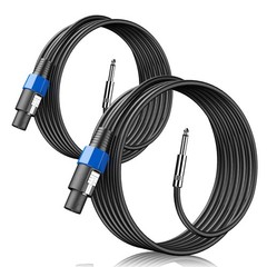 2-Pack 6 ft Speaker Cable – Speakon to 1/4 in TS, Professional 12AWG Wire Lock