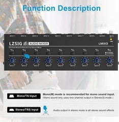 Audio Mixer, Stereo Line Mixer for Sub-Mixing, Ultra Low-Noise, 8-Channel, 1/…