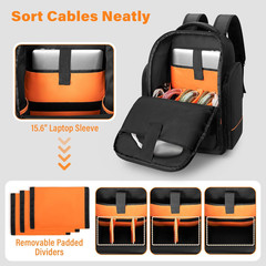 DJ Cable Backpack with 3 Detachable Dividers and Laptop Compartment, DJ Controll